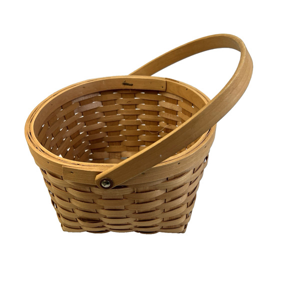 Swinging Handle Basket 6" H Light Brown Country Farmhouse Woven Home Decor - Picture 1 of 8